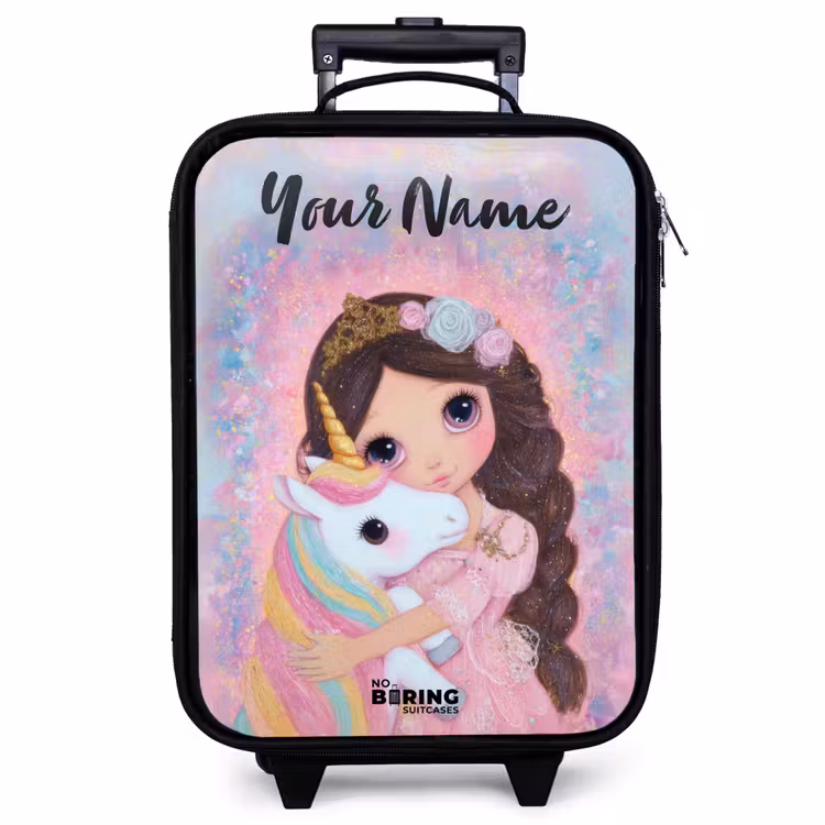 Children's suitcase with name - Girl - Unicorn - Glitter — 1