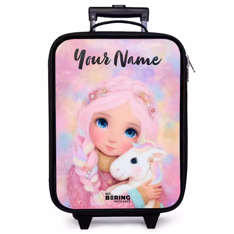 Children's suitcase with name - Girl - Unicorn - Pink — 1