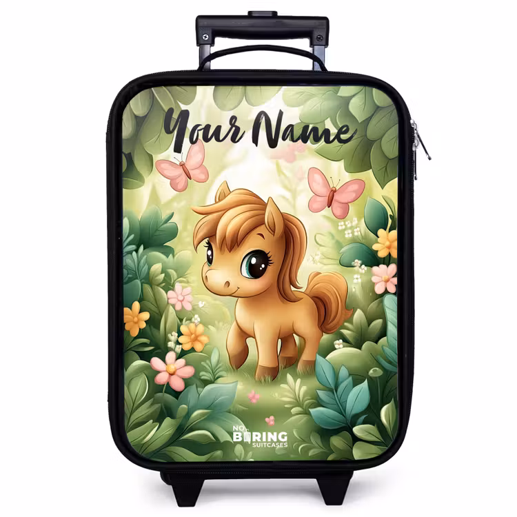 Children's suitcase with name - Horse - Flowers - Butterflies — 1