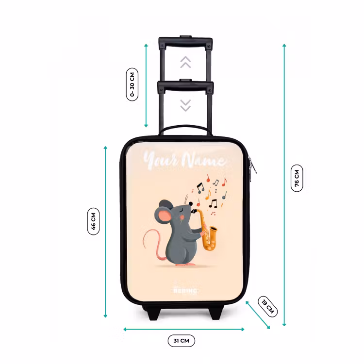 Children's suitcase with name - Mouse - Saxophone - Music — 3