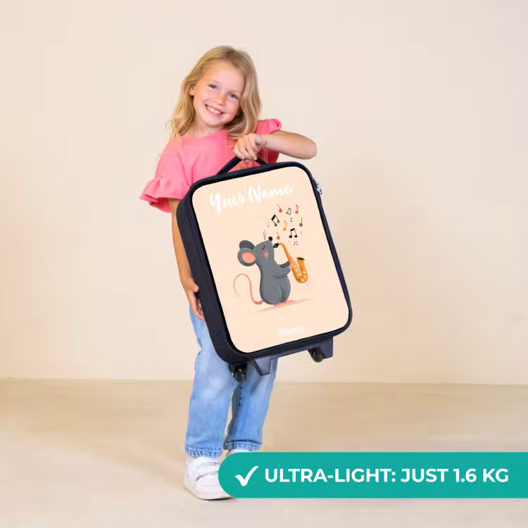 Children's suitcase with name - Mouse - Saxophone - Music — 5