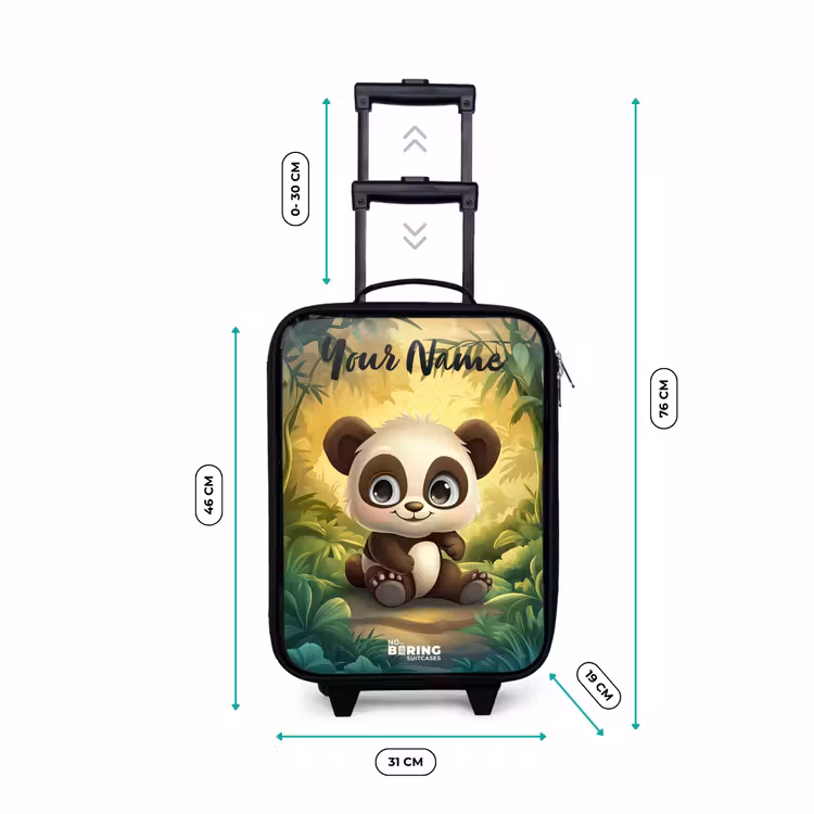 Children's suitcase with name - Panda - Bamboo Forest - Green — 3