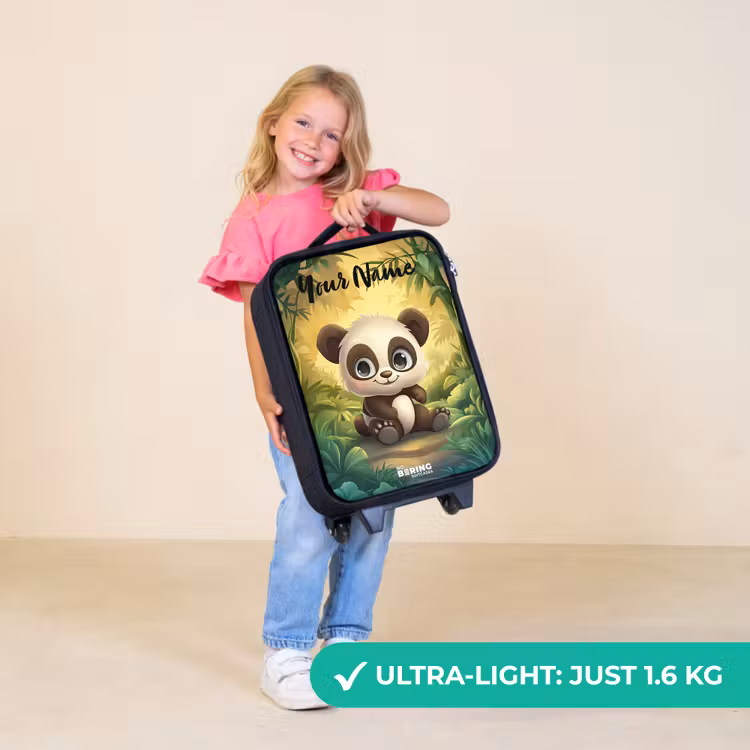 Children's suitcase with name - Panda - Bamboo Forest - Green — 5