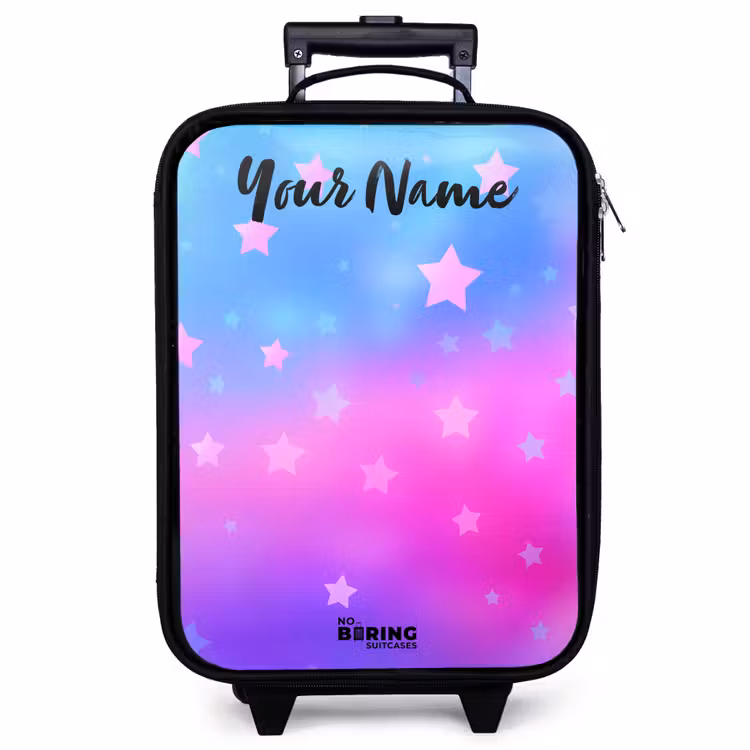 Children's suitcase with name - Stars - Pink - Blue — 1