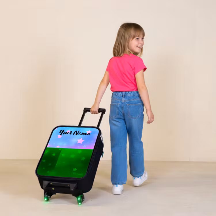 Children's suitcase with name - Stars - Pink - Blue — 2