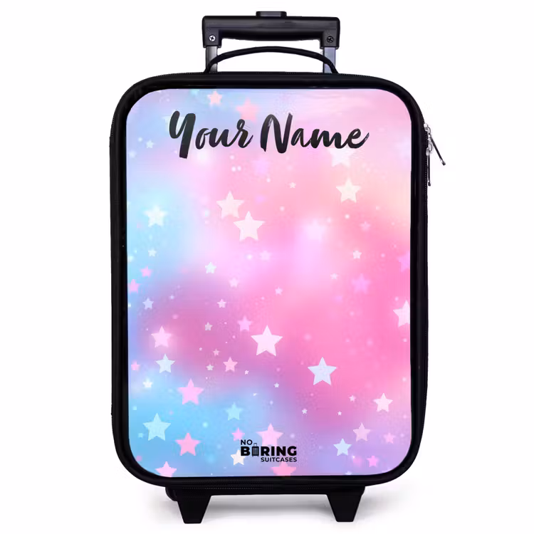 Children's suitcase with name - Stars - Pink - Blue — 1