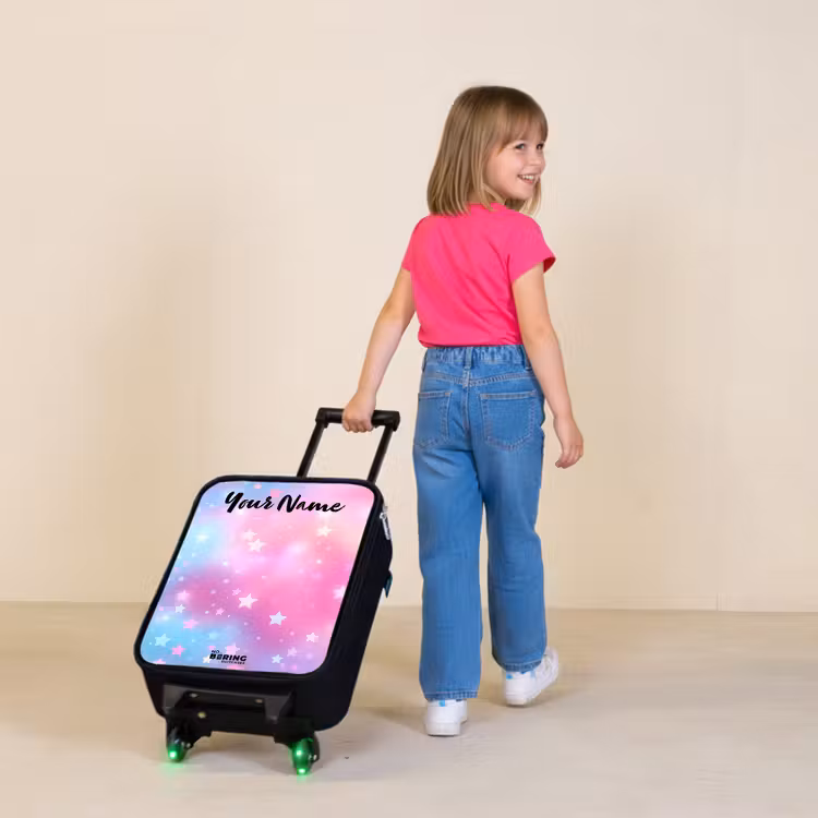 Children's suitcase with name - Stars - Pink - Blue — 2