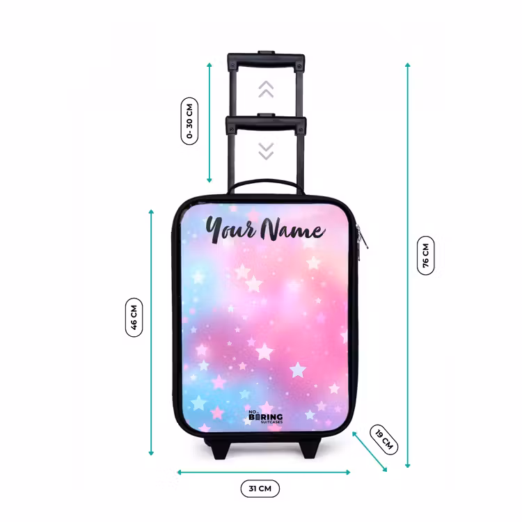 Children's suitcase with name - Stars - Pink - Blue — 3