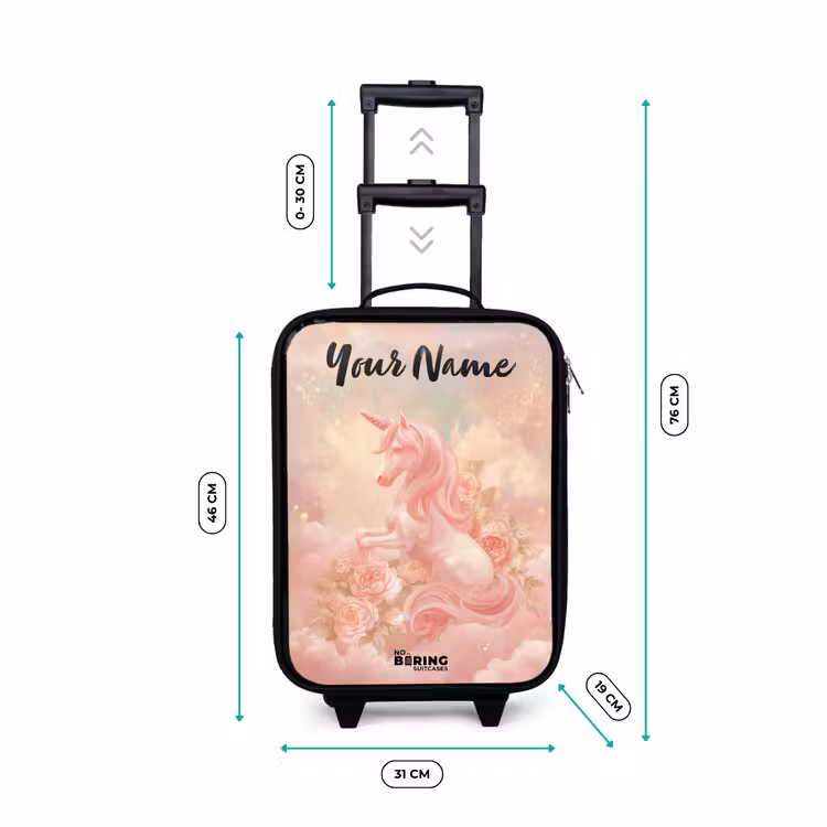 Children's suitcase with name - Unicorn - Clouds - Pink — 3