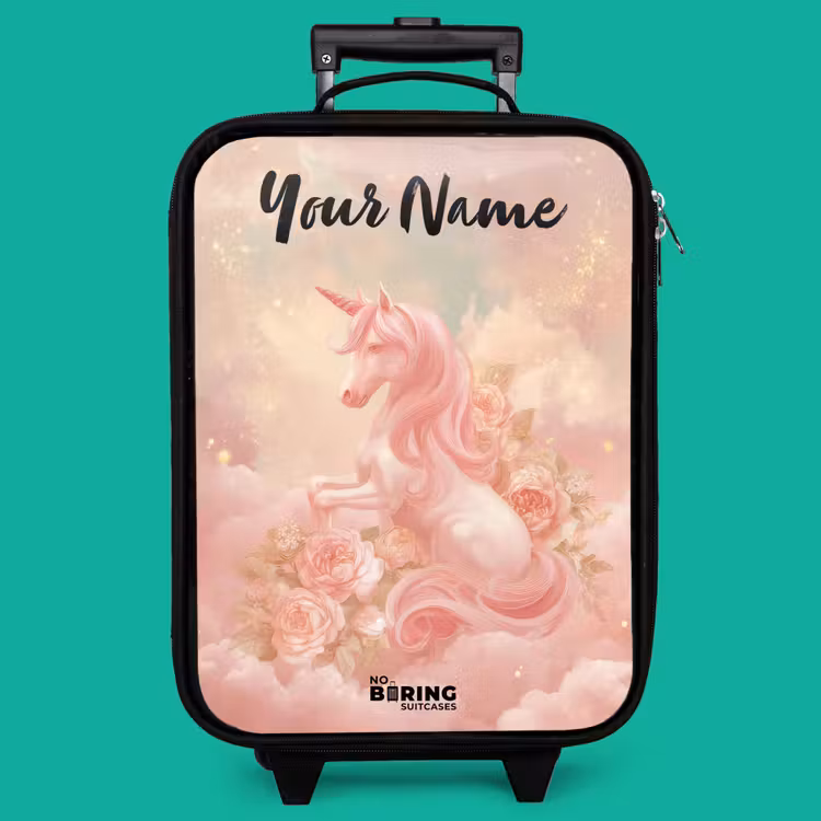Children's suitcase with name - Unicorn - Clouds - Pink — 4