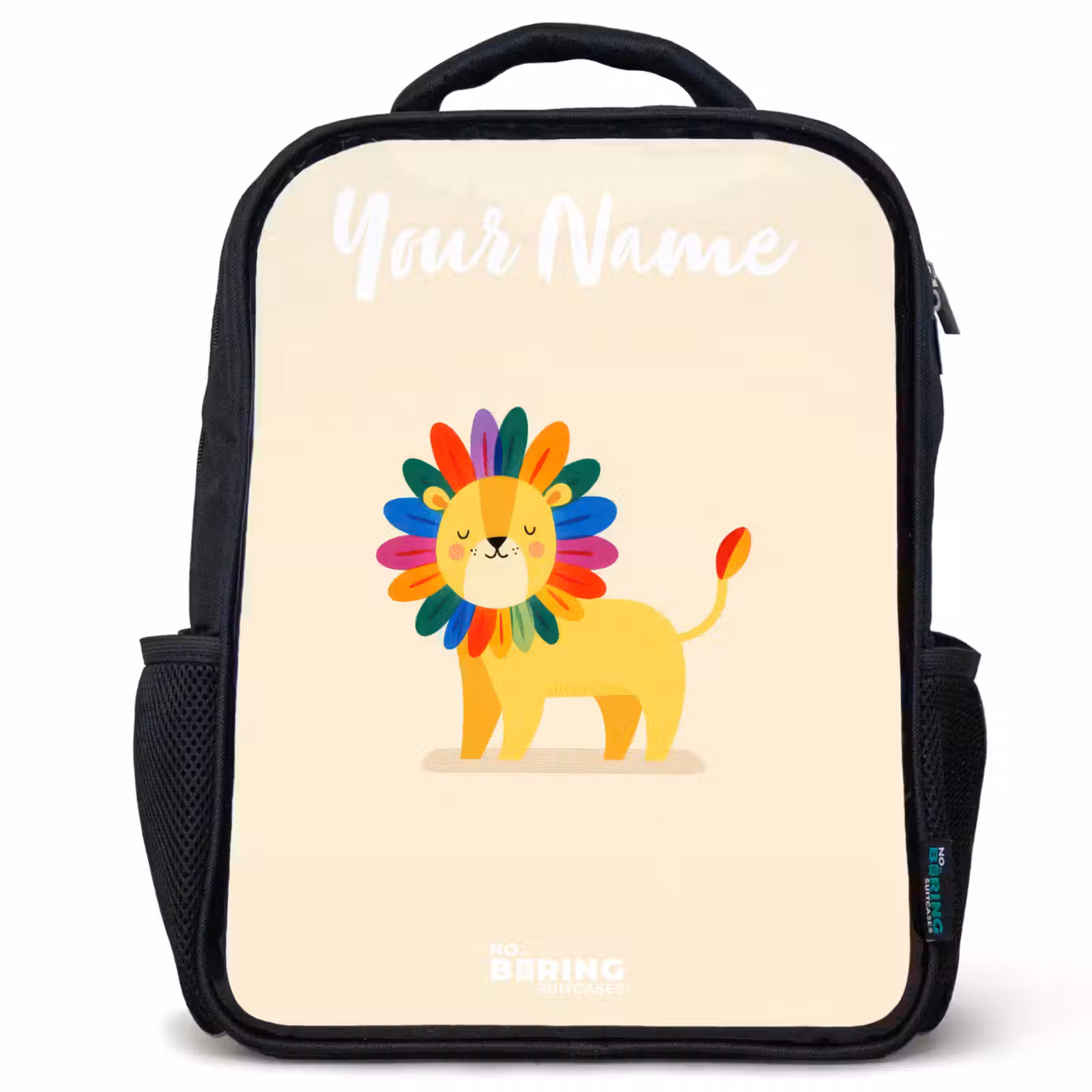 Kids backpack with name - Black - Lion - Mane - Colorful — 1