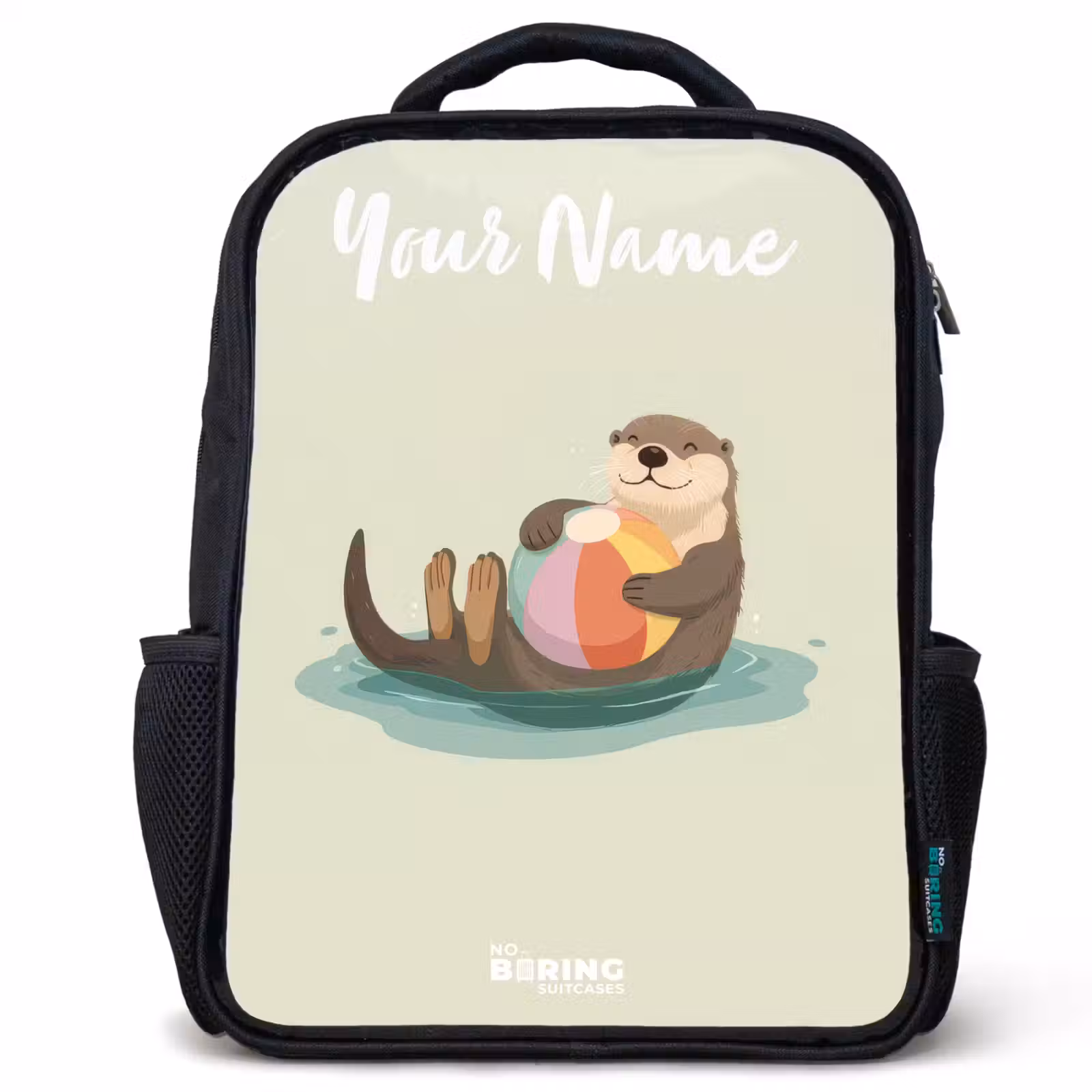 Kids backpack with name - Black - Otter - Beach Ball - Water — 1