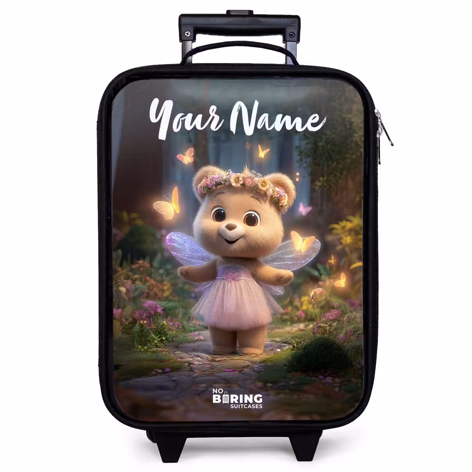Children's suitcase with name - Bear - Butterflies - Forest - Fairy — 1