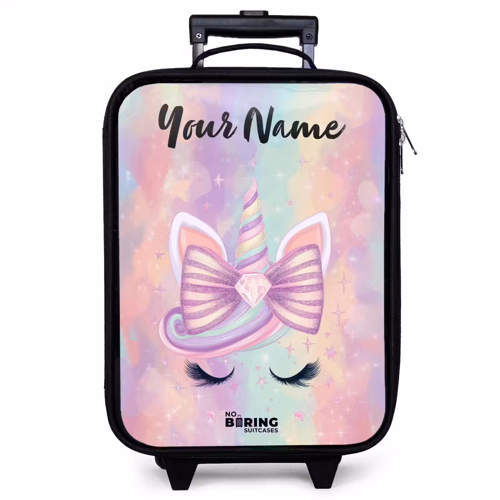 Children's suitcase with name - Unicorn - Glitter - Rainbow - Pastel — 1