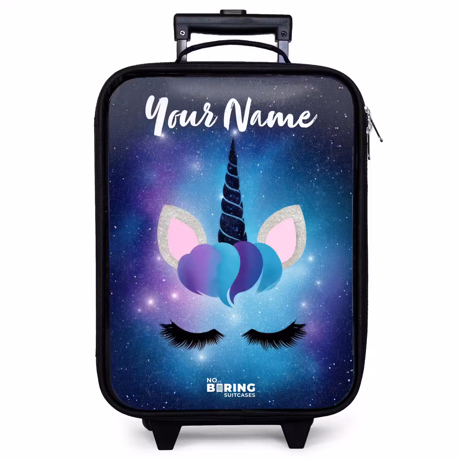 Children's suitcase with name - Unicorn - Stars - Blue — 1