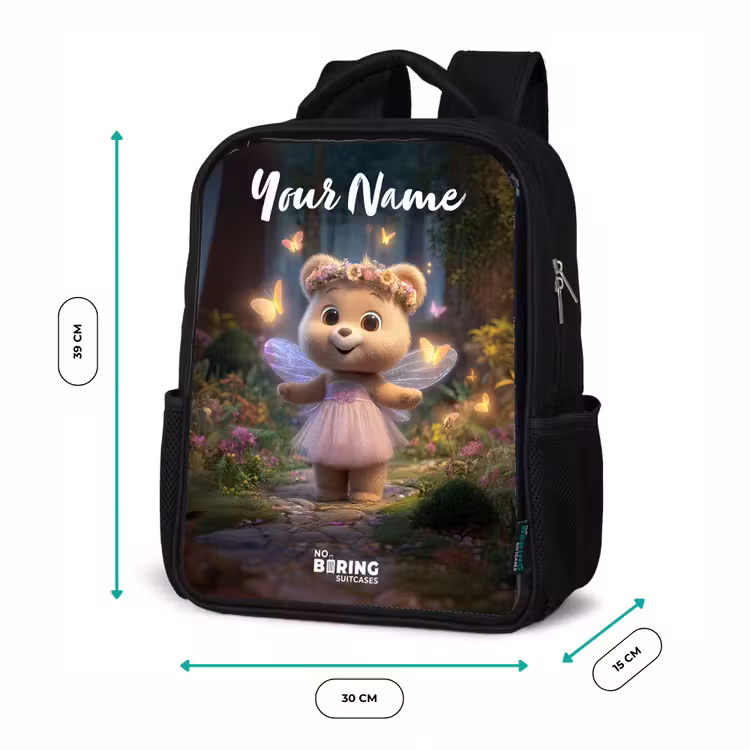 Kids backpack with name - Black - Bear - Butterflies - Forest - Fairy — 8