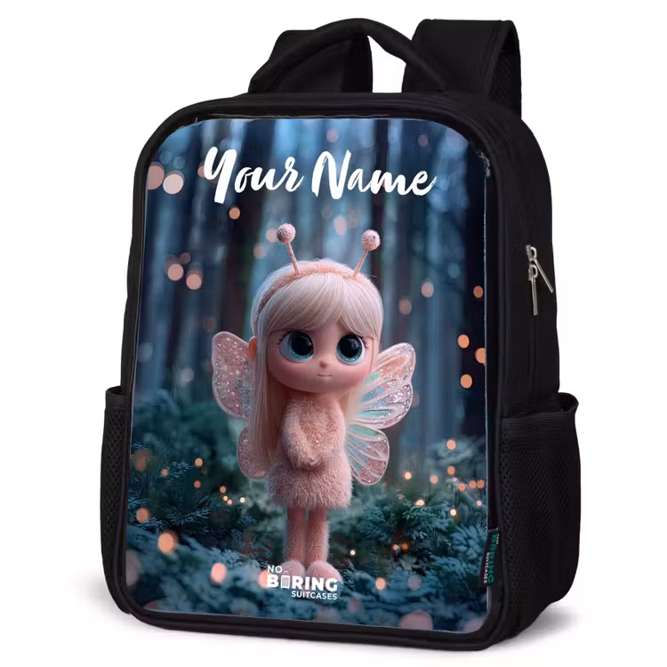 Kids backpack with name - Black - Fairy - Forest - Glitters — 6