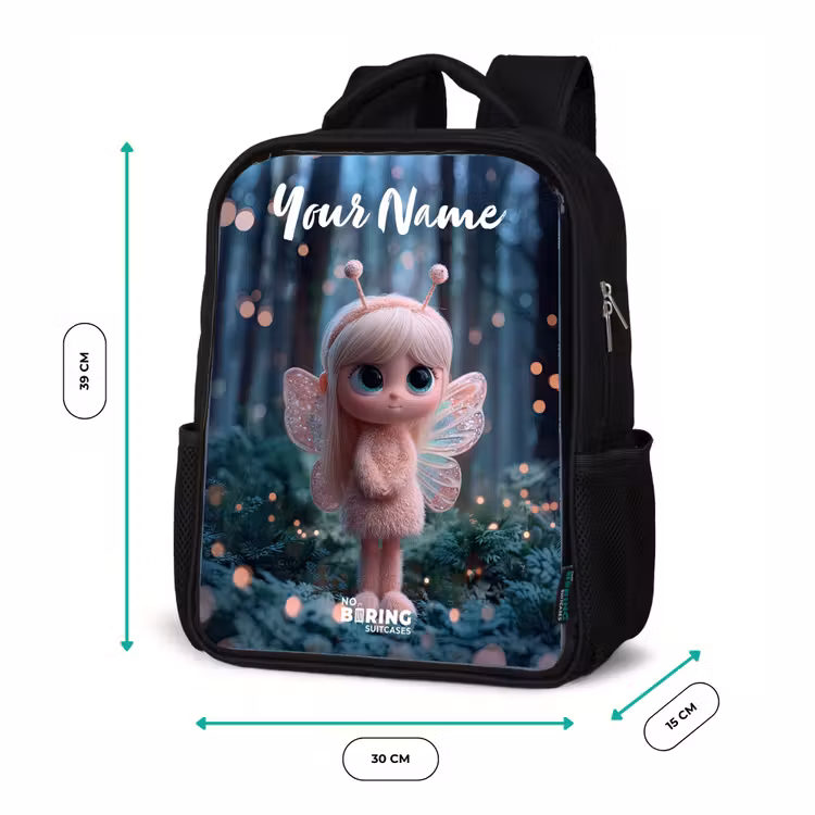 Kids backpack with name - Black - Fairy - Forest - Glitters — 8
