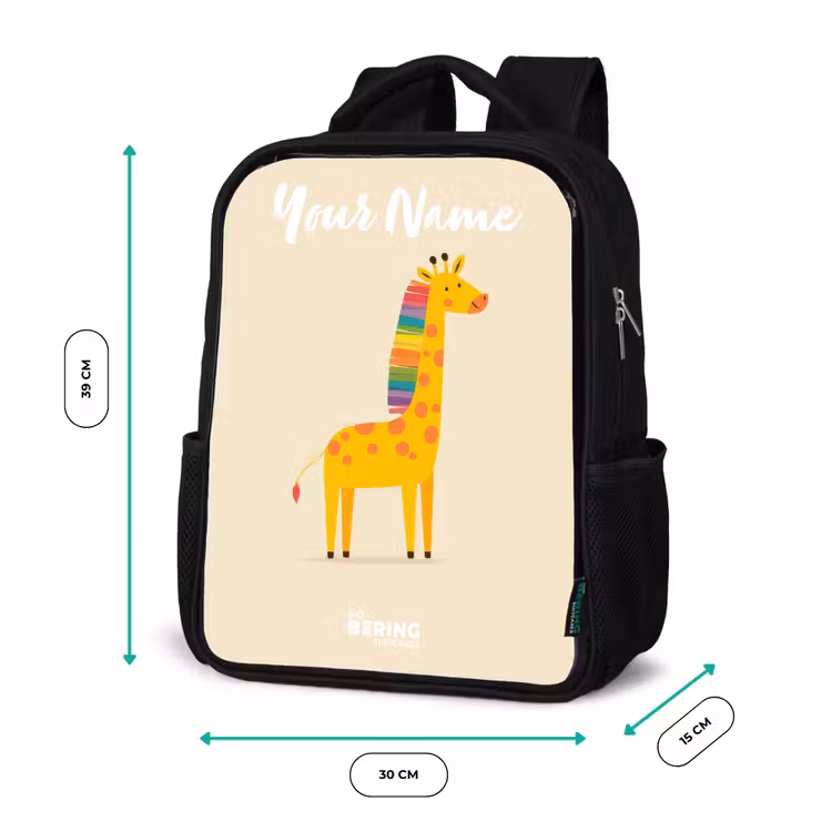 Kids backpack with name - Black - Giraffe - Animal - Colorful — 8