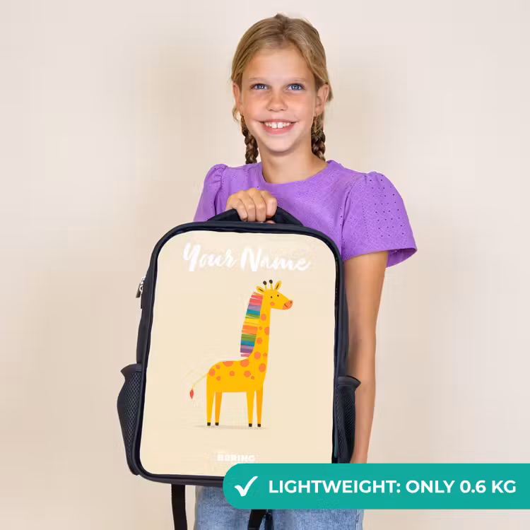 Kids backpack with name - Black - Giraffe - Animal - Colorful — 9