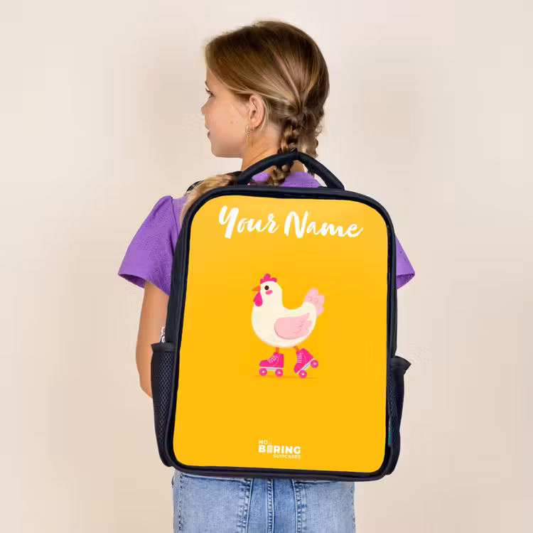 Kids backpack with name - Black - Kip - Roller skates - Yellow — 4