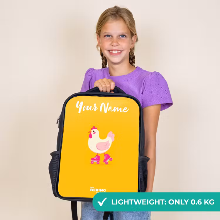Kids backpack with name - Black - Kip - Roller skates - Yellow — 9