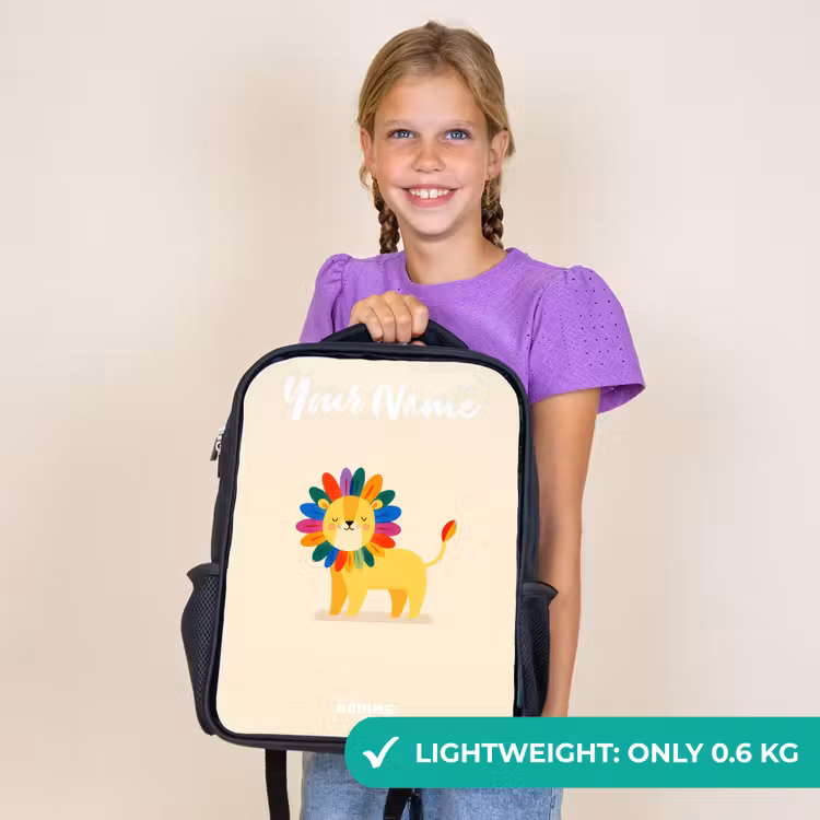 Kids backpack with name - Black - Lion - Mane - Colorful — 9