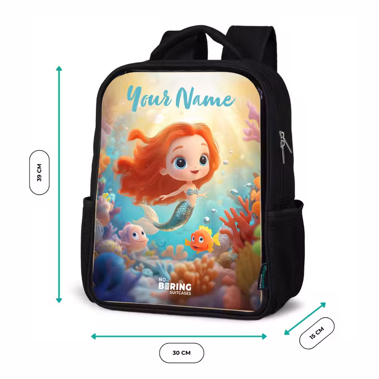 Kids backpack with name - Black - Mermaid - Fish - Coral — 8