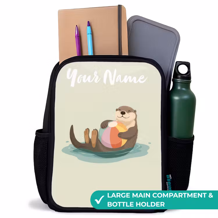 Kids backpack with name - Black - Otter - Beach Ball - Water — 10