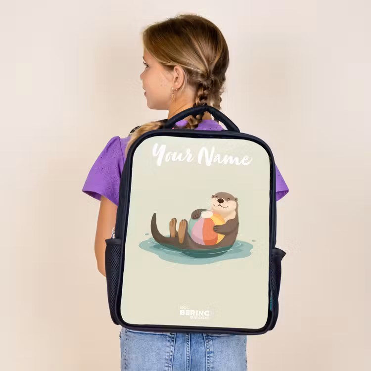 Kids backpack with name - Black - Otter - Beach Ball - Water — 4