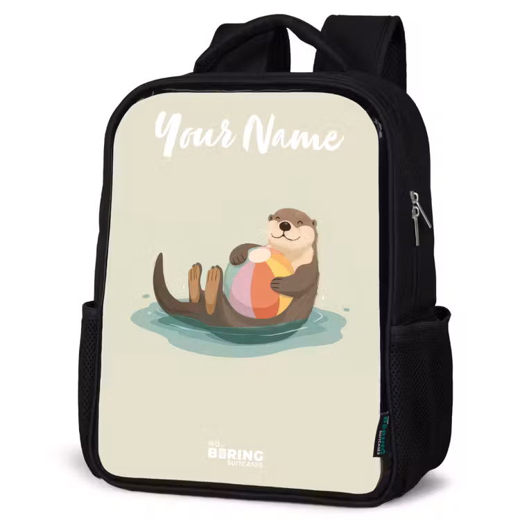 Kids backpack with name - Black - Otter - Beach Ball - Water — 6