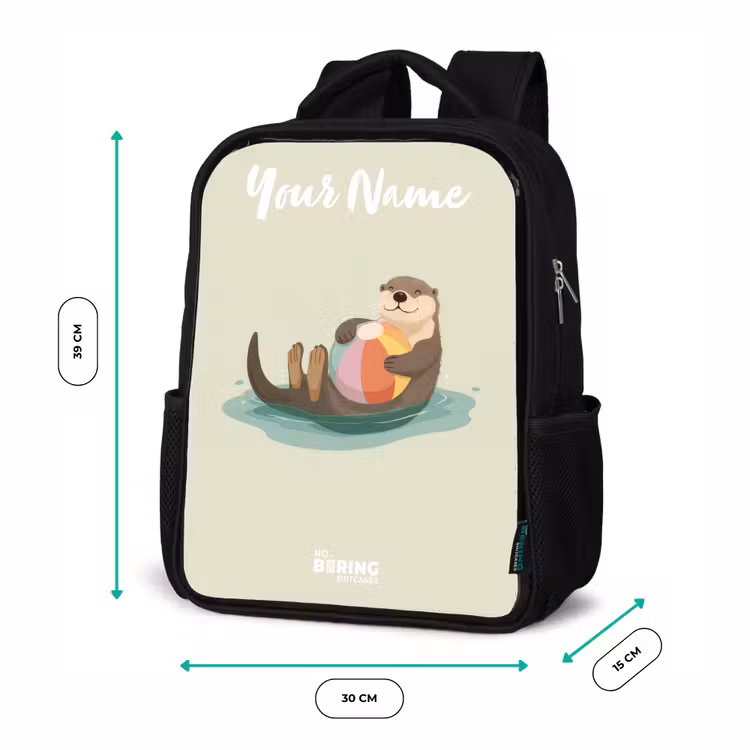 Kids backpack with name - Black - Otter - Beach Ball - Water — 8