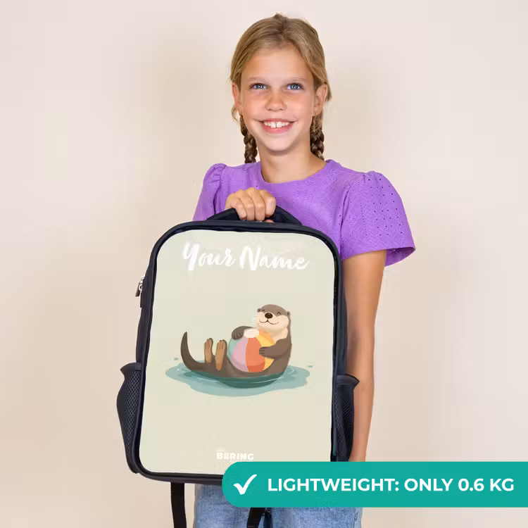 Kids backpack with name - Black - Otter - Beach Ball - Water — 9