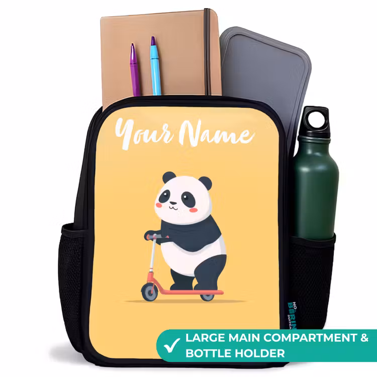 Kids backpack with name - Black - Panda - Step - Yellow — 10