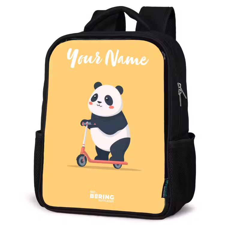 Kids backpack with name - Black - Panda - Step - Yellow — 6