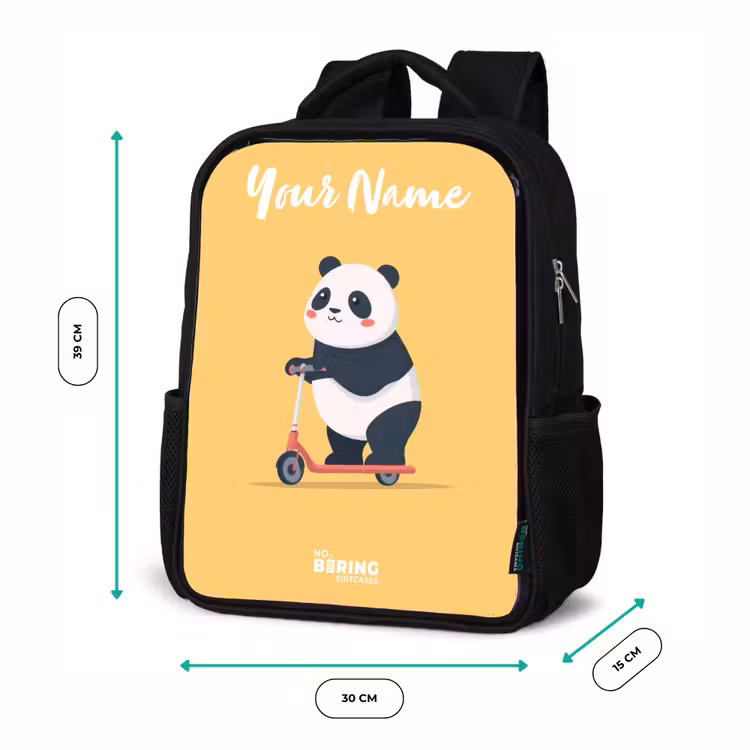 Kids backpack with name - Black - Panda - Step - Yellow — 8