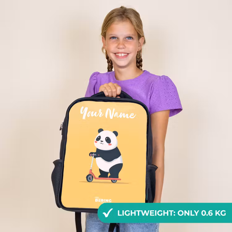 Kids backpack with name - Black - Panda - Step - Yellow — 9