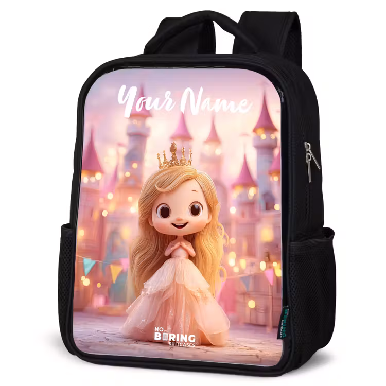 Kids backpack with name - Black - Princess - Pink - Castle — 6