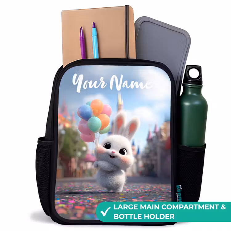 Kids backpack with name - Black - rabbit - Balloons — 10