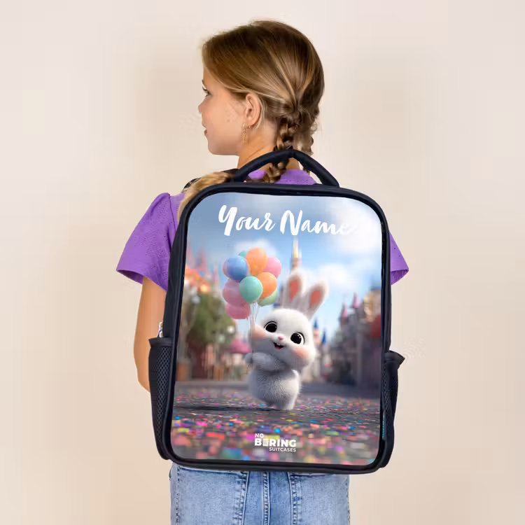 Kids backpack with name - Black - rabbit - Balloons — 4
