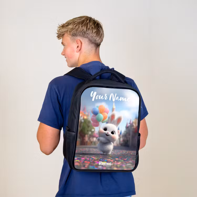Kids backpack with name - Black - rabbit - Balloons — 5