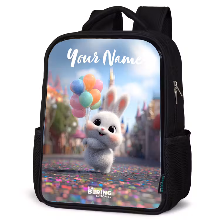 Kids backpack with name - Black - rabbit - Balloons — 6