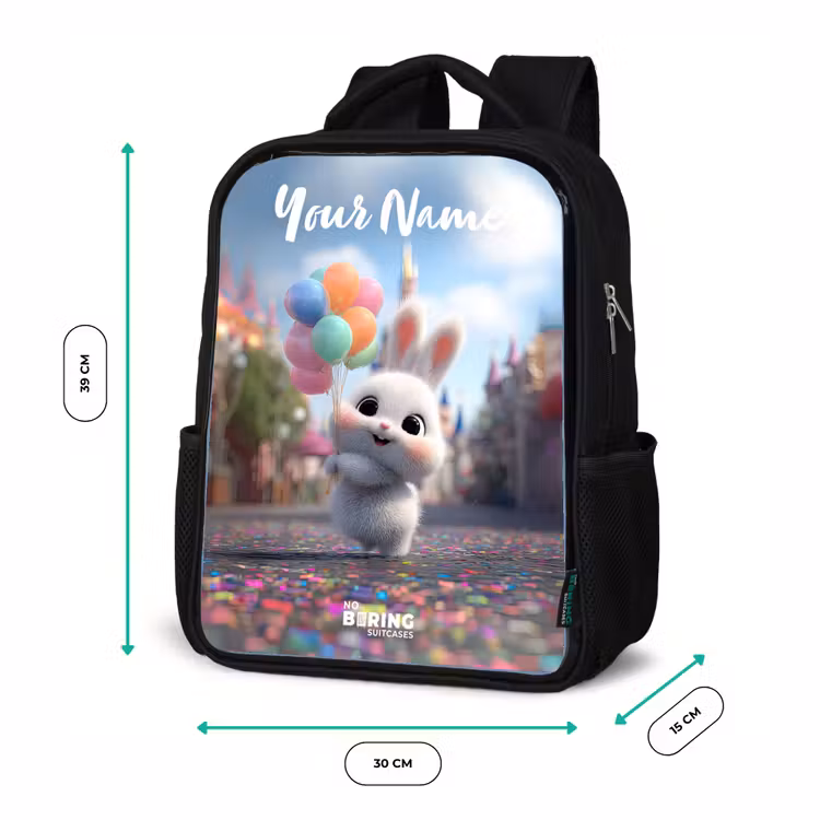 Kids backpack with name - Black - rabbit - Balloons — 8
