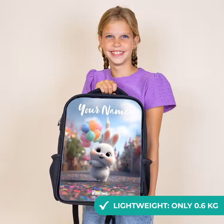 Kids backpack with name - Black - rabbit - Balloons — 9