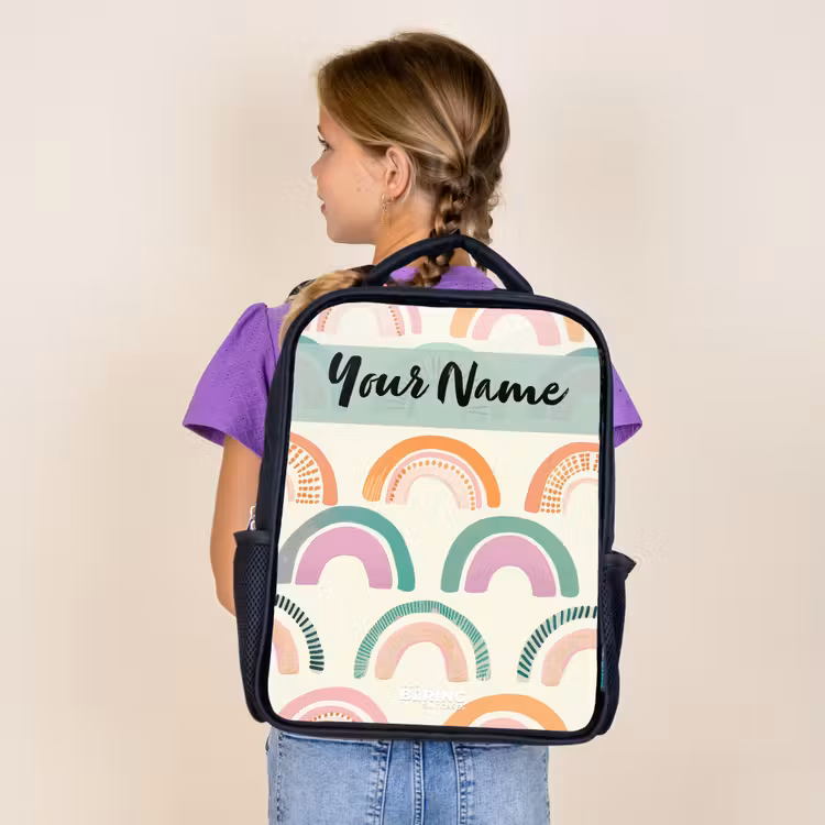 Kids backpack with name - Black - Rainbow - Pastel - Pattern — 4