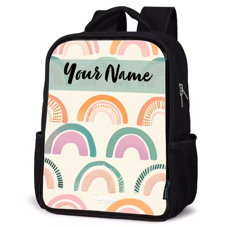 Kids backpack with name - Black - Rainbow - Pastel - Pattern — 6