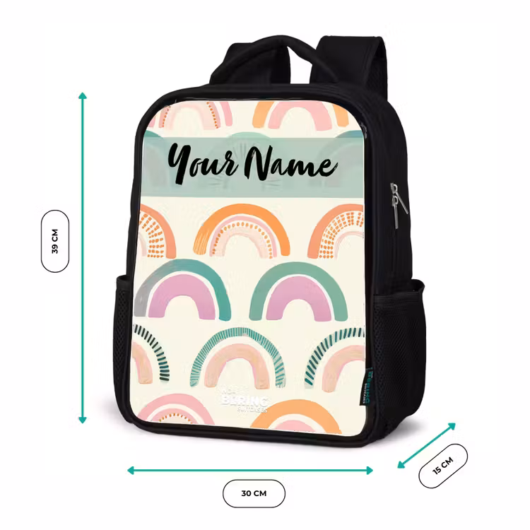 Kids backpack with name - Black - Rainbow - Pastel - Pattern — 8