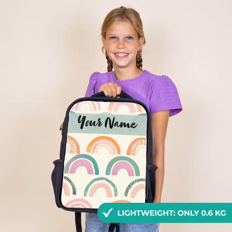 Kids backpack with name - Black - Rainbow - Pastel - Pattern — 9