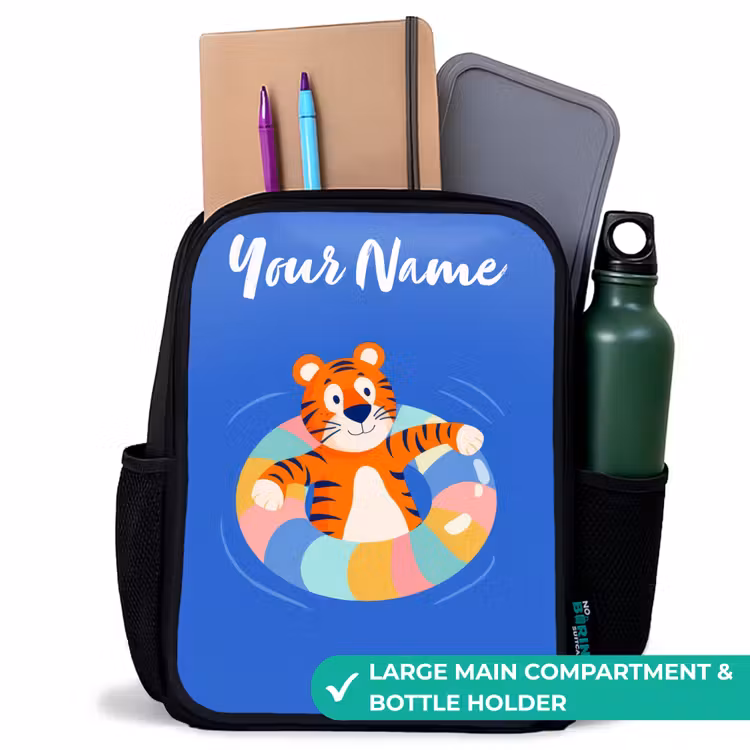 Kids backpack with name - Black - Tiger - Swimming Band - Water — 10