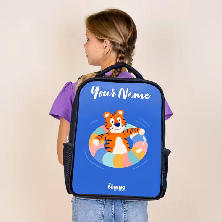 Kids backpack with name - Black - Tiger - Swimming Band - Water — 4